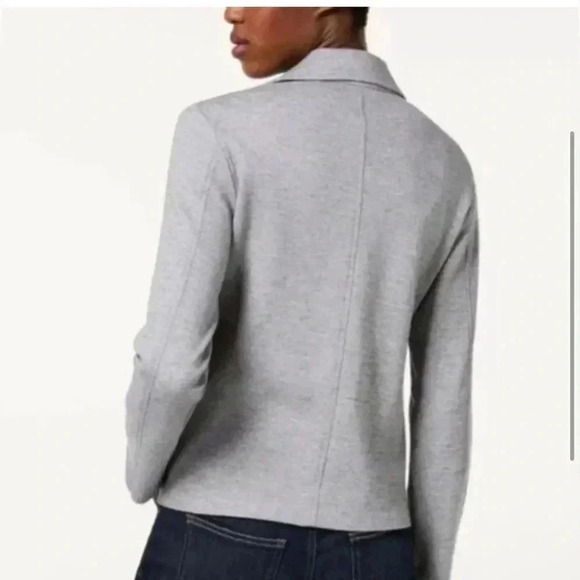 Eileen Fisher Organic Cotton Tweed Moto Herringbone Jacket Gray Size M - Picture 5 of 15